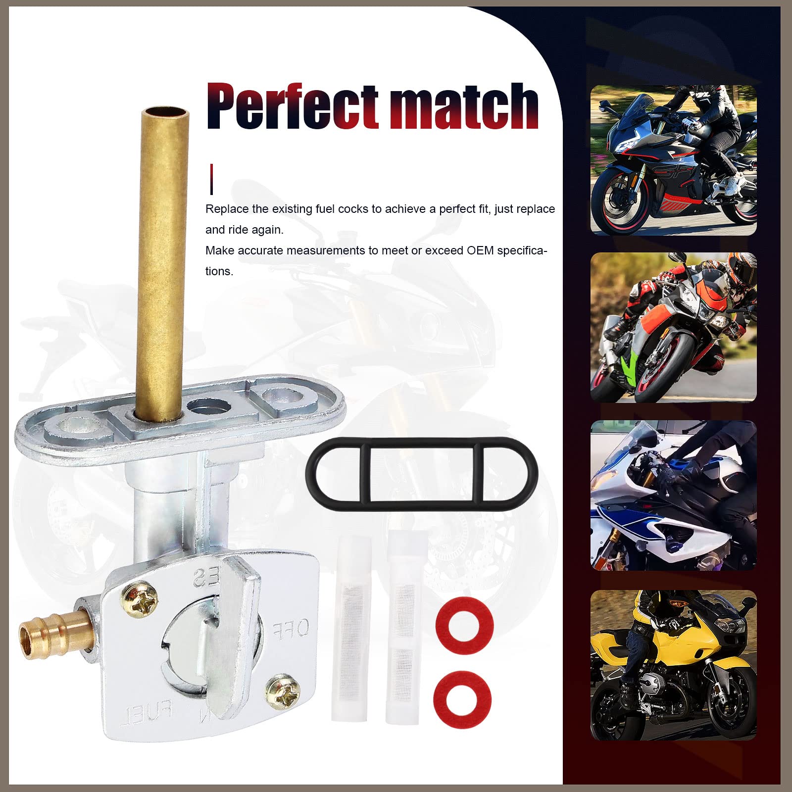 Qazaky Fuel Petcock Valve Switch Compatible With Yamaha Warrior 350 Wolverine Yfm350 Raptor 660 50 Yfm660 Banshee Yfz350 Moto-4 Grizzly Yfm 600 450 400 225 125 80 Champ Rt 100 V-Star Xvs 650 1100 Yt60